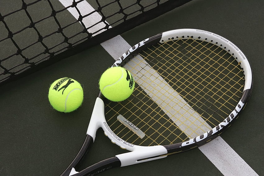 Tênis e fundos, raquete de tênis papel de parede HD