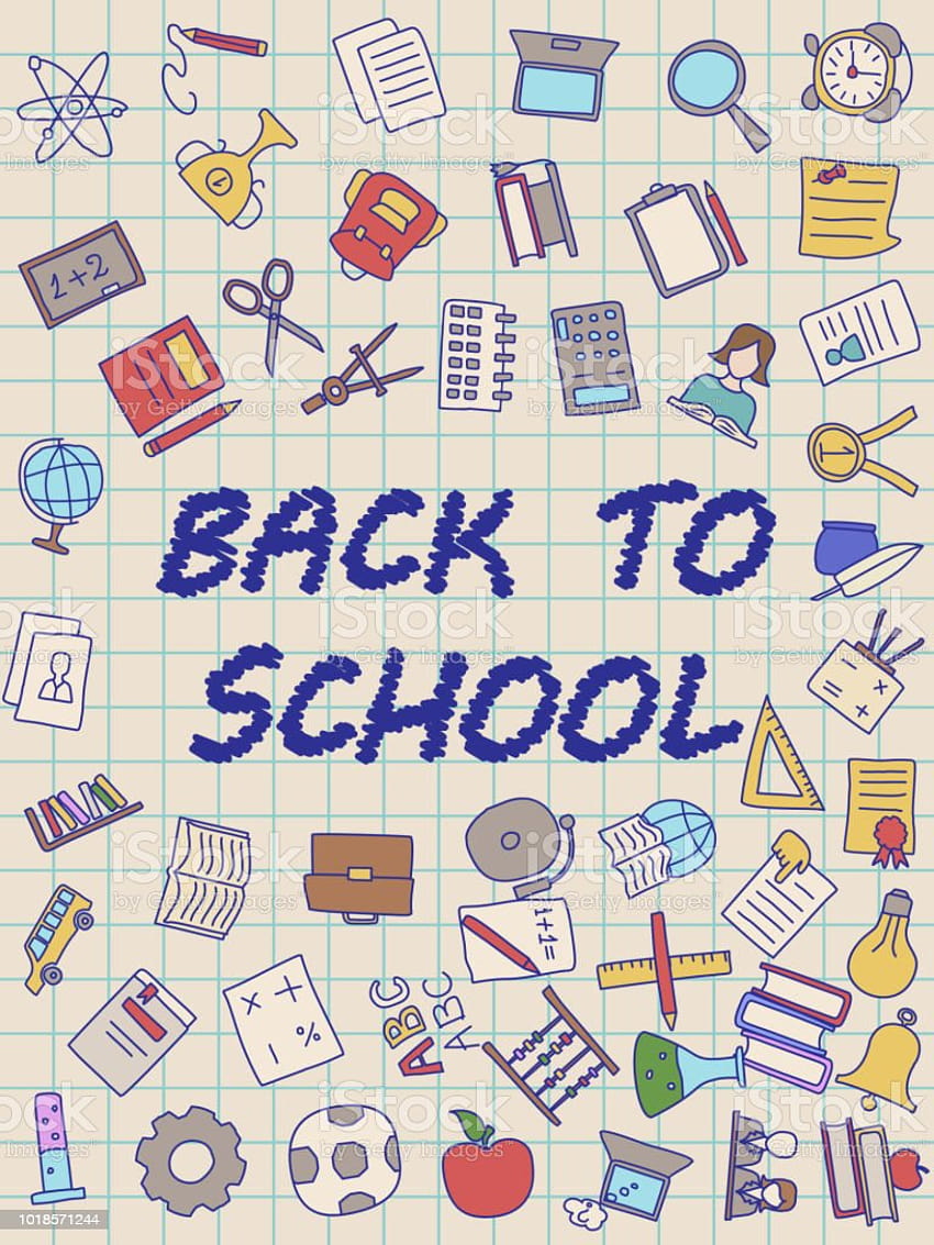 Welcome Back To School Poster With Doodles Good For Textile Fabric Design Wrapping Paper And Website Stock Illustration HD phone wallpaper