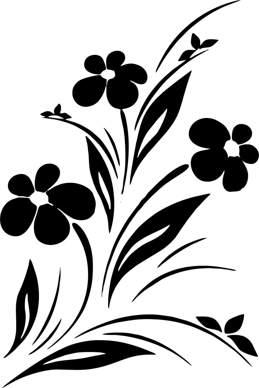 Proste wzory kwiatowe czarno-białe grafiki wektorowej jpg Tapeta na telefon HD