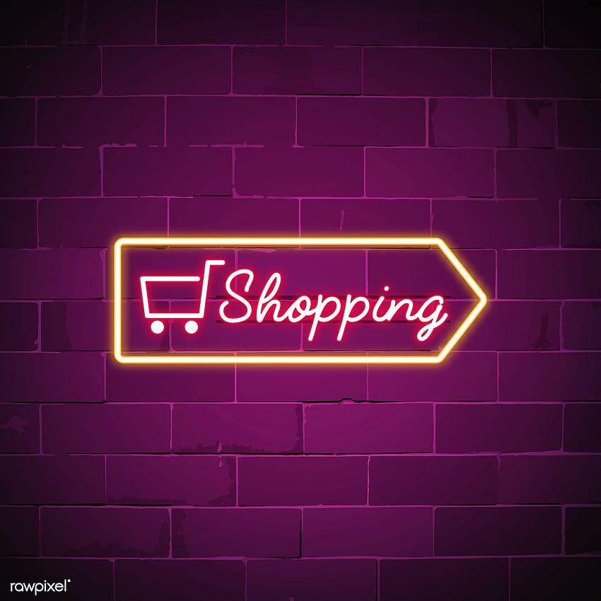 Shopping cart neon sign vector, neon clothes HD phone wallpaper | Pxfuel