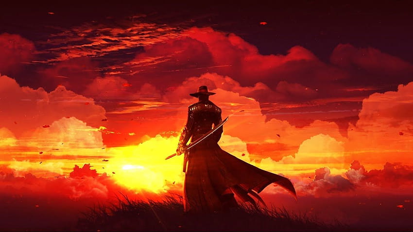 Samurai Cowboy, red samurai HD wallpaper