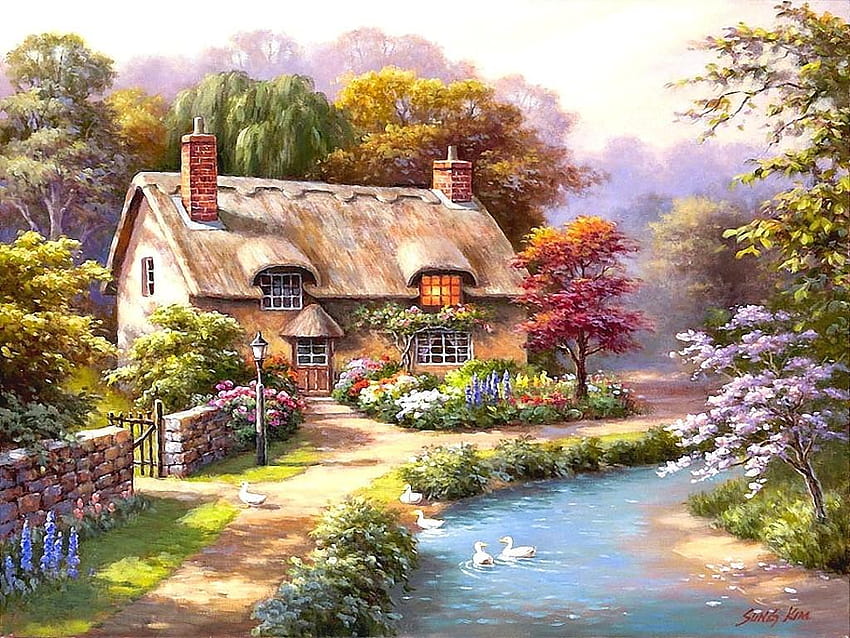 Download Beautiful nature house - 3d hd nature wallpapers- For Mobile Phone