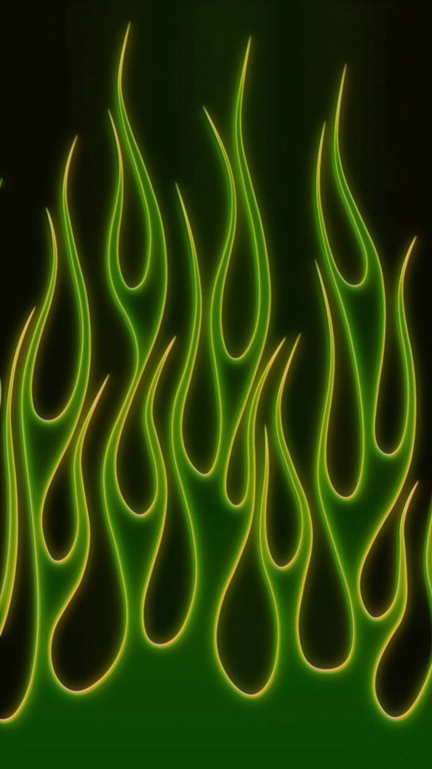 Естетични зелени пламъци HD тапет за телефон