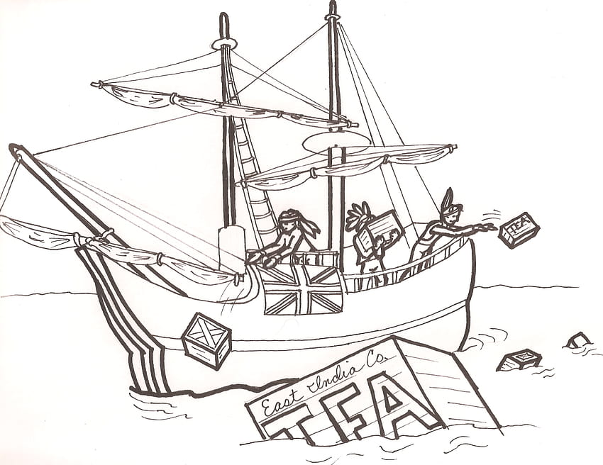 또는 이 놀라운 색칠 페이지를 인쇄하세요: Boston Tea Party Drawings Sketch Coloring Page HD 월페이퍼