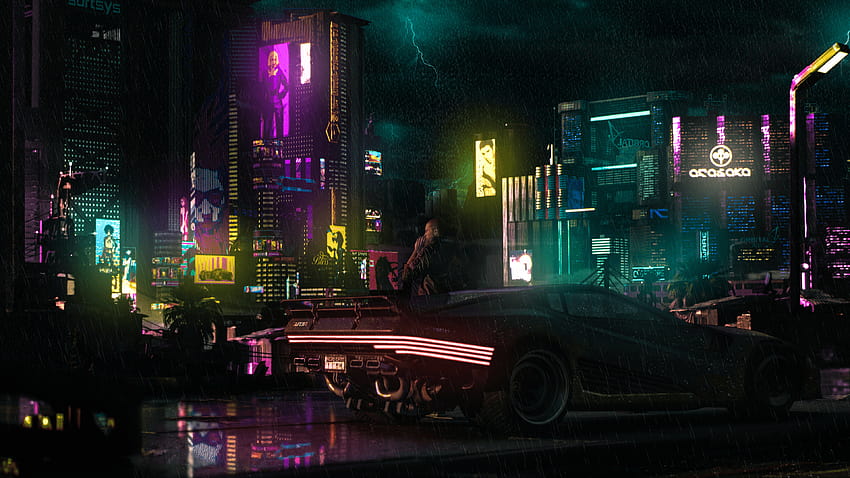I made of a rainy night in the city : cyberpunkgame HD wallpaper