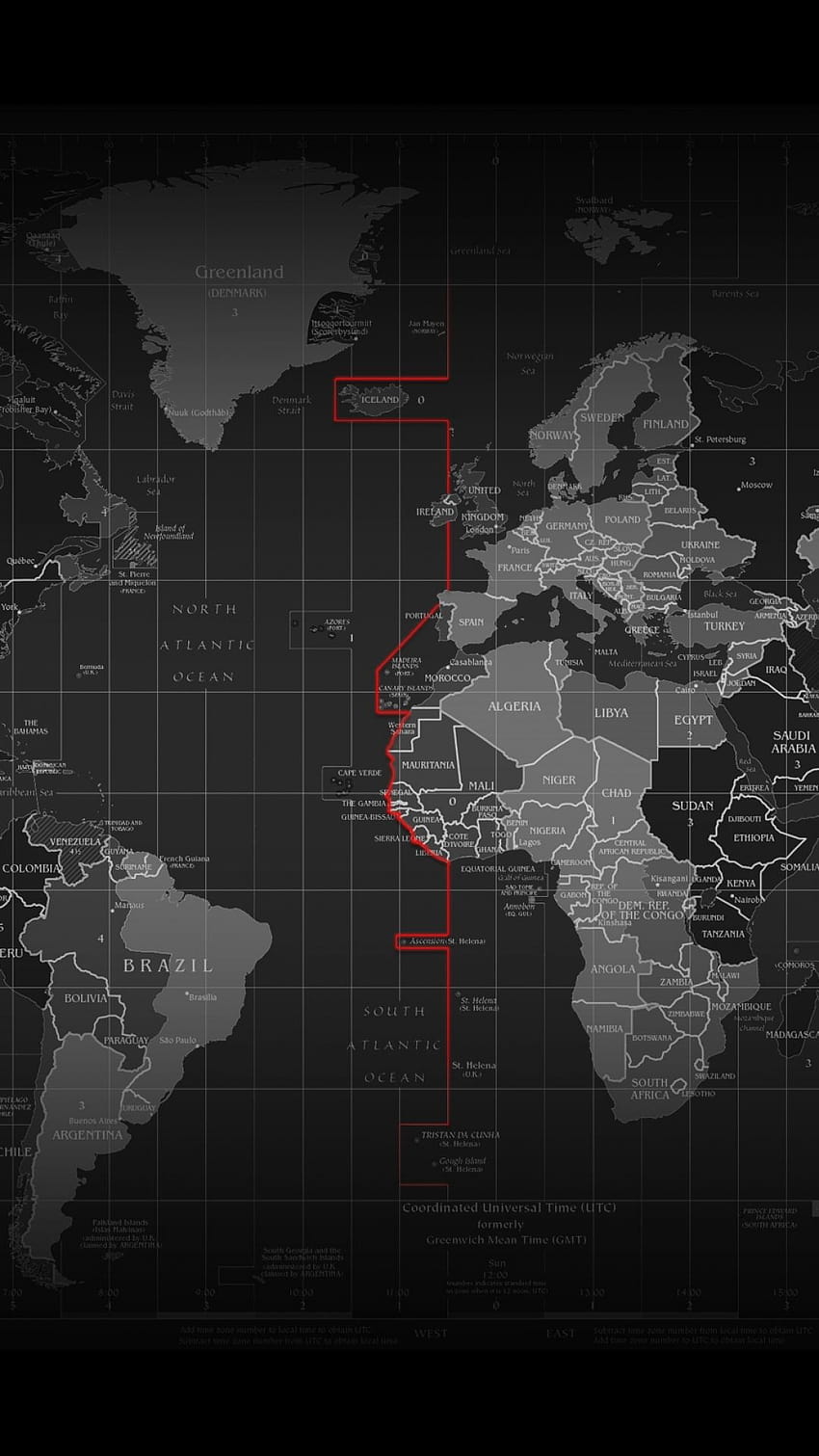 Mappa del mondo in bianco e nero Sfondo del telefono HD