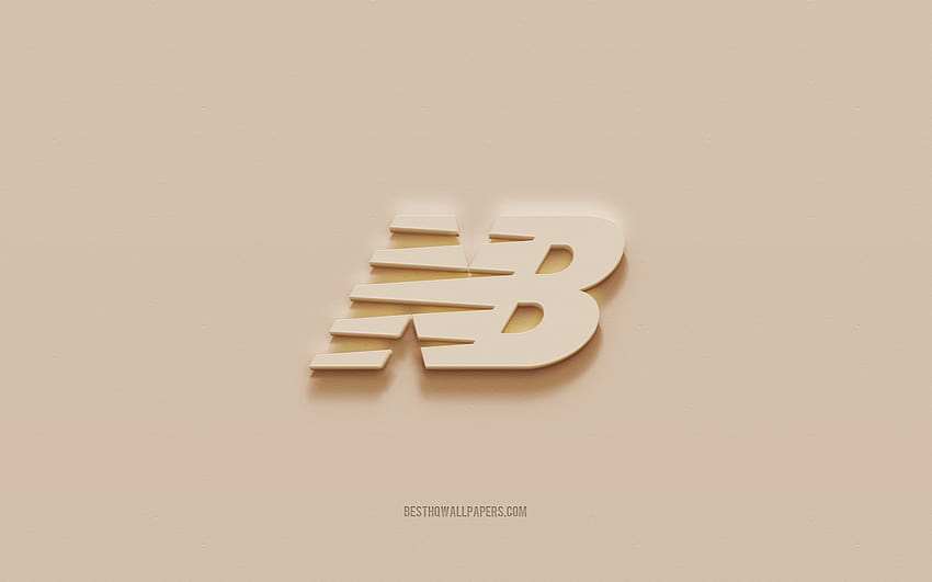 New Balance logo, brown plaster background, New Balance 3d logo, brands, New Balance emblem, 3d art, New Balance with resolution 2560x1600. High Quality HD wallpaper