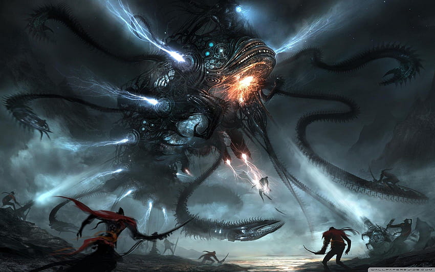 Ancient Alien Space Battle, creature feature HD wallpaper