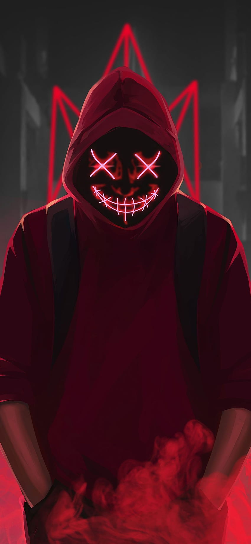 Hacker de máscara roja, neón de máscara de hacker fondo de pantalla del  teléfono | Pxfuel