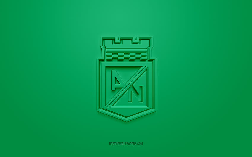 Atletico Nacional, criativo logo 3D, fundo verde, emblema 3d, Colombian football club, Categoria Primera A, Medellín, Colômbia, arte 3d, futebol, Atletico Nacional 3d logo com resolução 2560x1600. Alto, Atlético Nacional papel de parede HD