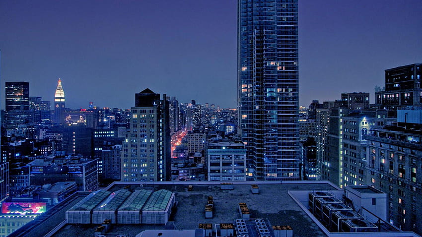 Anime rooftops building night HD wallpaper | Pxfuel