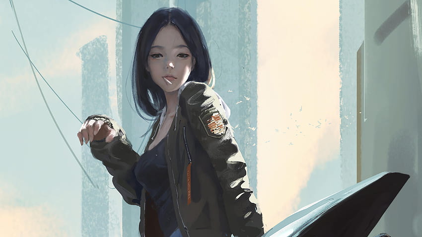 Urban Girl Smoking Sigaretta, Anime, ragazza che fuma Sfondo HD