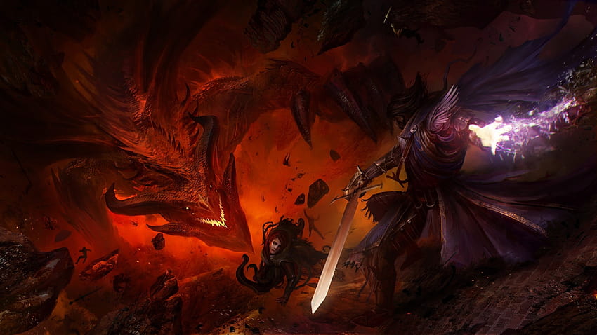 3840x2160 Dragon, Hell, Guild Wars, Warriors, Fantasy, Underworld for U TV, hell dragon HD wallpaper