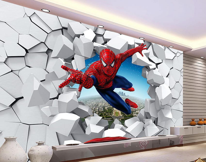 Ściana z cegły 3D Kreskówka Dekoracja Malarstwo Tła Foto 3d, stereoskopowy 3 d Tapeta HD