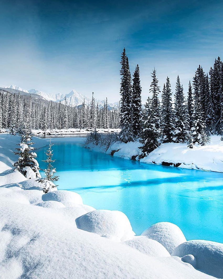 Travel Nature Wanderlust on Instagram: “Pemandangan musim dingin yang menakjubkan dari Alberta, Kanada wallpaper ponsel HD