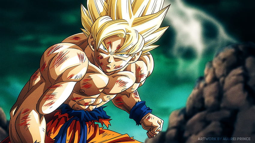 Download wallpaper 1366x768 dragon ball, son goku, blue power