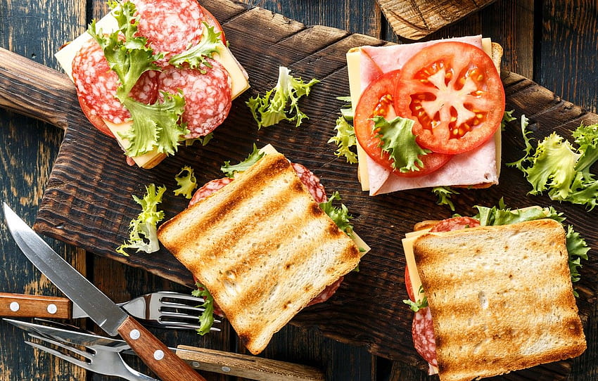 チーズ、パン、トマト…グッドフォン、トーストしたパン 高画質の壁紙