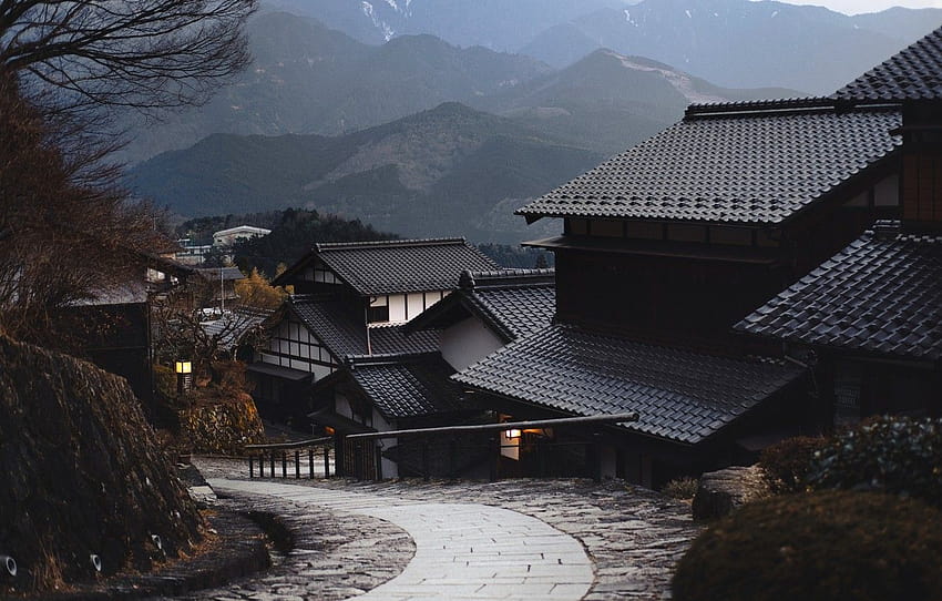 Japan Village, japanisches Dorf HD-Hintergrundbild
