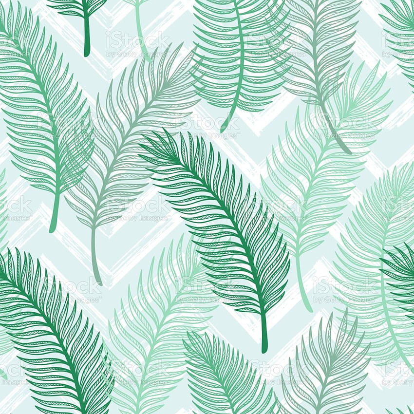 Tropical Palm Tree Leaves Vector Seamless Pattern Palm Leaf Sketch, summer plant HD phone wallpaper