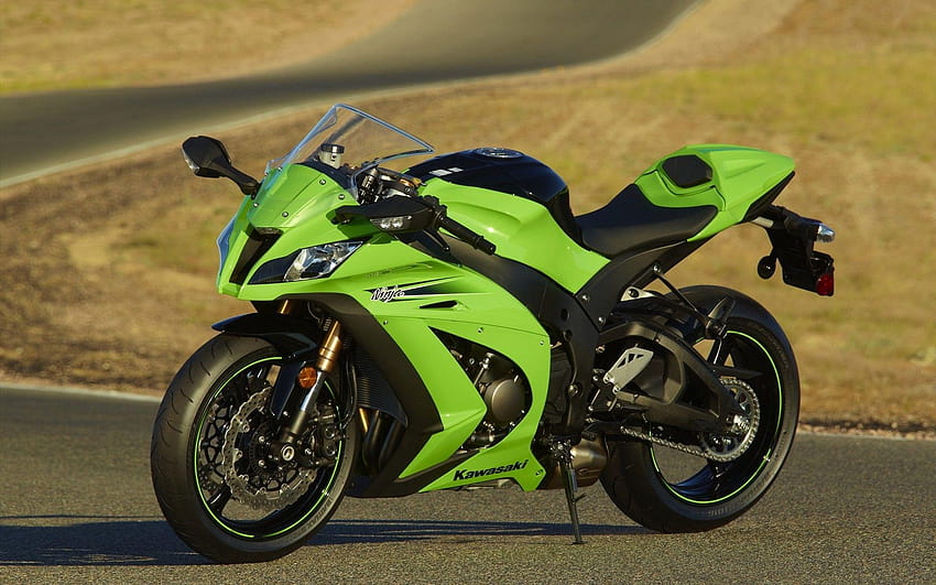 green, bike, Kawasaki, vehicles, motorbikes, motorcycles, kawasaki, ninja bike HD wallpaper