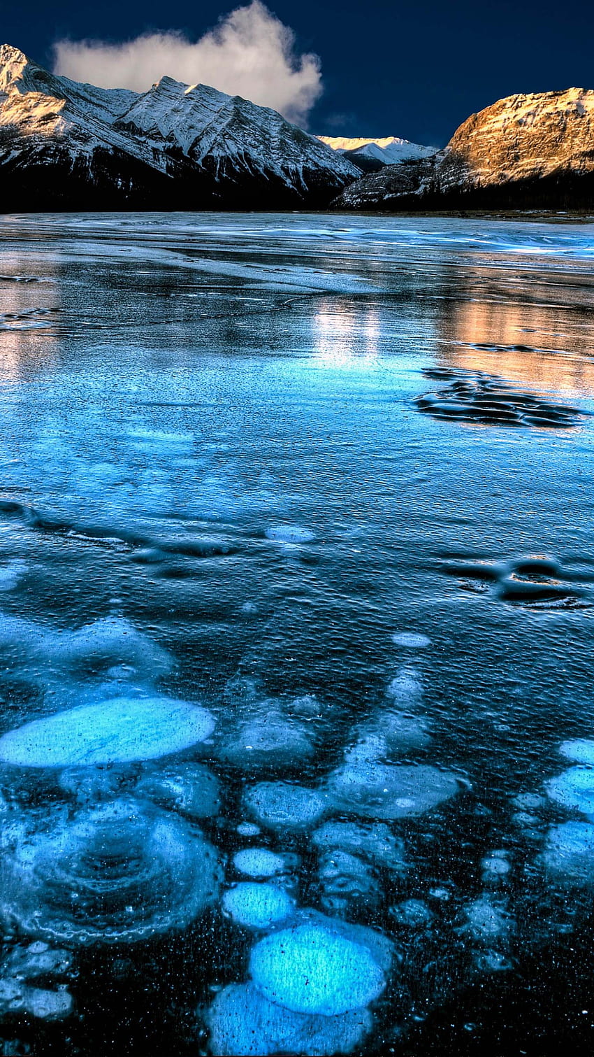 아브라함 호수, 캐나다, 산, 얼음, 자연, 아브라함 호수 밴프 국립 공원 HD 전화 배경 화면