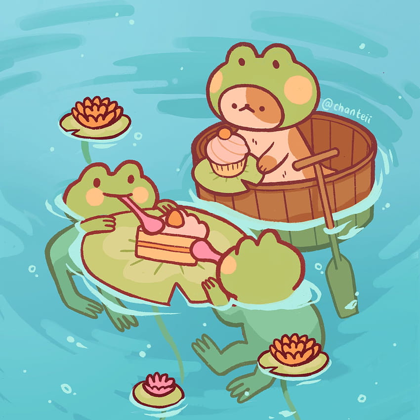 cute frog drawing HD phone wallpaper