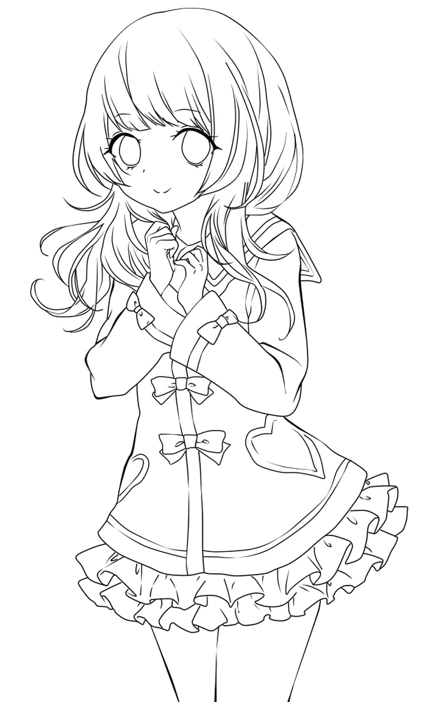 Line Art Anime Drawing Girl  Anime Line Art Transparent  900x1200 PNG  Download  PNGkit