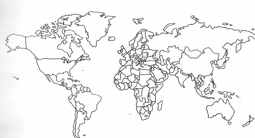 Contour de la carte du monde, carte muette du monde Fond d'écran HD