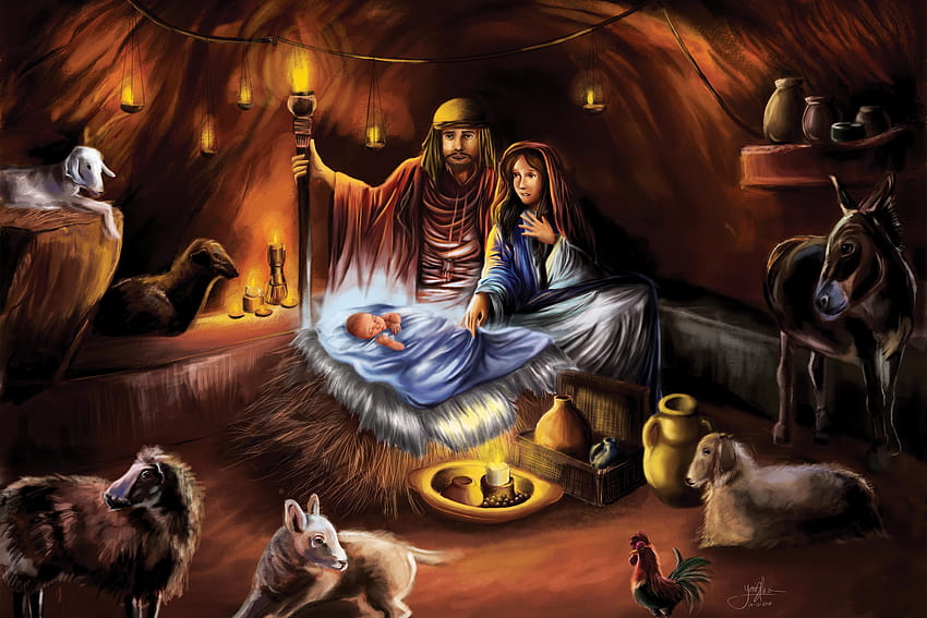 Раждане на Исус, ясли HD тапет
