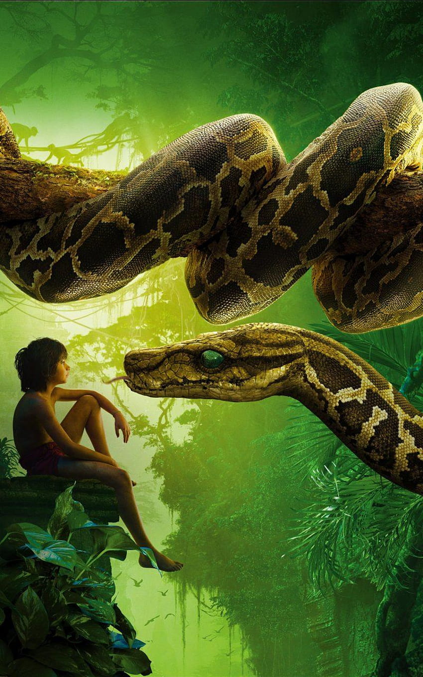 The Jungle Book Mowgli Kaa Movie, jungle mobile HD phone wallpaper