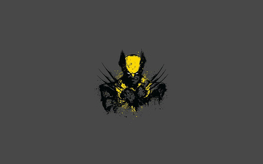 Logan, Wolverine, super-héros, James Howlett, minimal, Marvel Comics, arrière-plans gris avec résolution 3840x2400. Haute qualité Fond d'écran HD