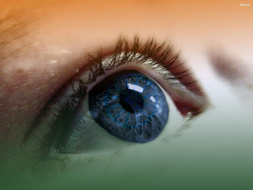 Bandeira indiana como um olho, bandeira indiana nos olhos papel de parede HD