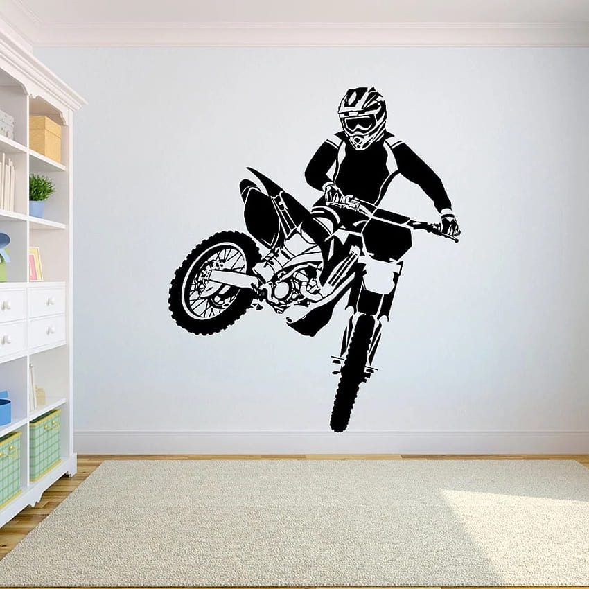 Large Size Wall Decal Motorcross Dirt Bike Sticker Bedroom sport dirt bike motorcycle Home Decor teenager room M192 HD phone wallpaper