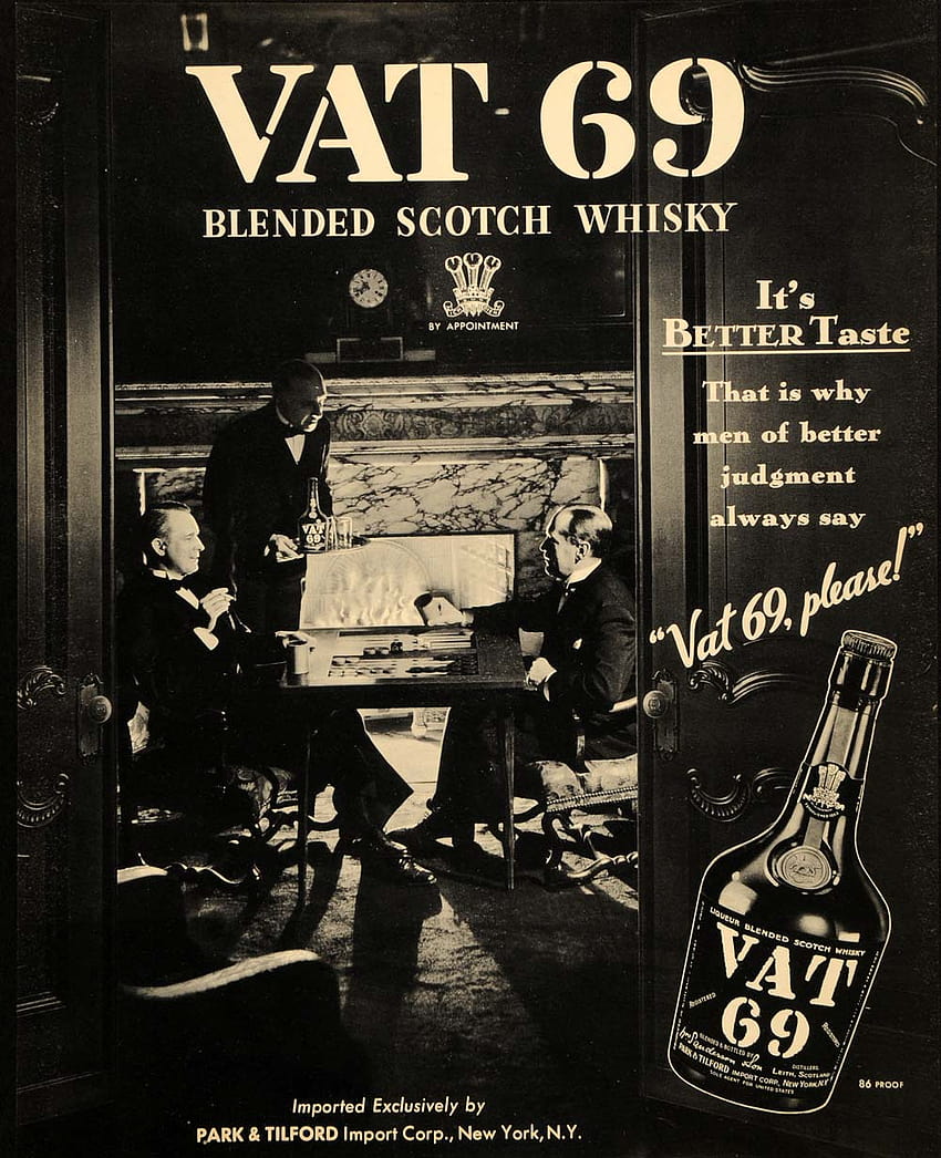 Vintage Advertising Art – Tagged, vat 69 HD phone wallpaper