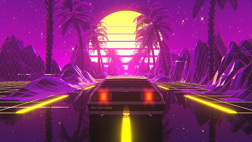 Create A Retro Delorean Loop in Cinema 4D and After Effects, retro sun animated HD wallpaper