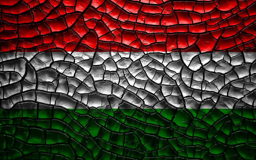 Flag of Hungary, cracked soil, Europe, Hungarian flag, 3D art, Hungary, European countries, national symbols, Hungary 3D flag with resolution 3840x2400. High Quality HD wallpaper