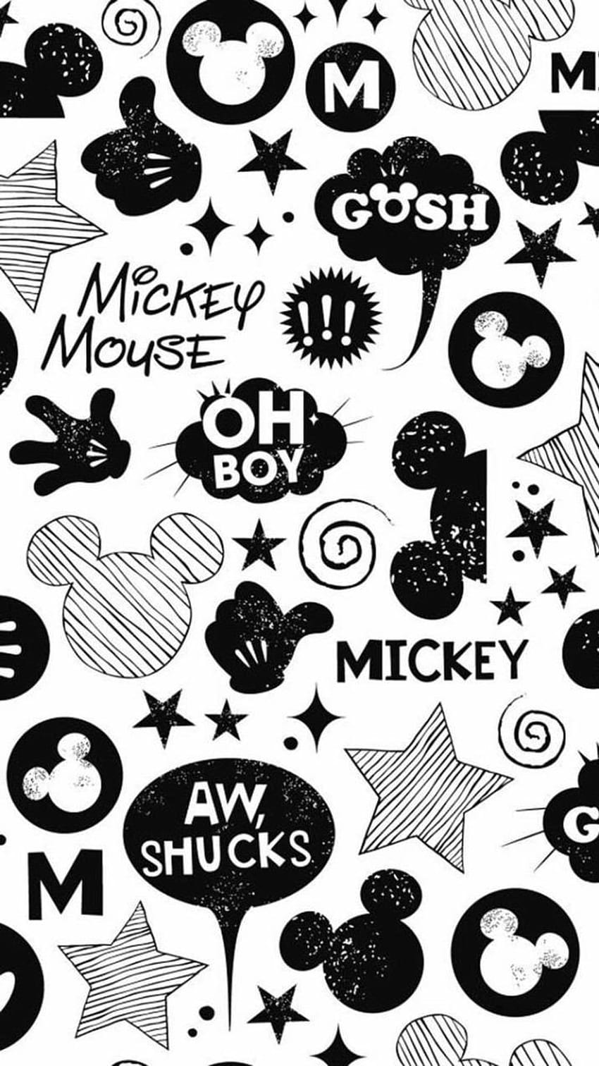 Micky und Minnie Maus × Von Micky Maus, Clave de Sol Preto e Branco HD-Handy-Hintergrundbild