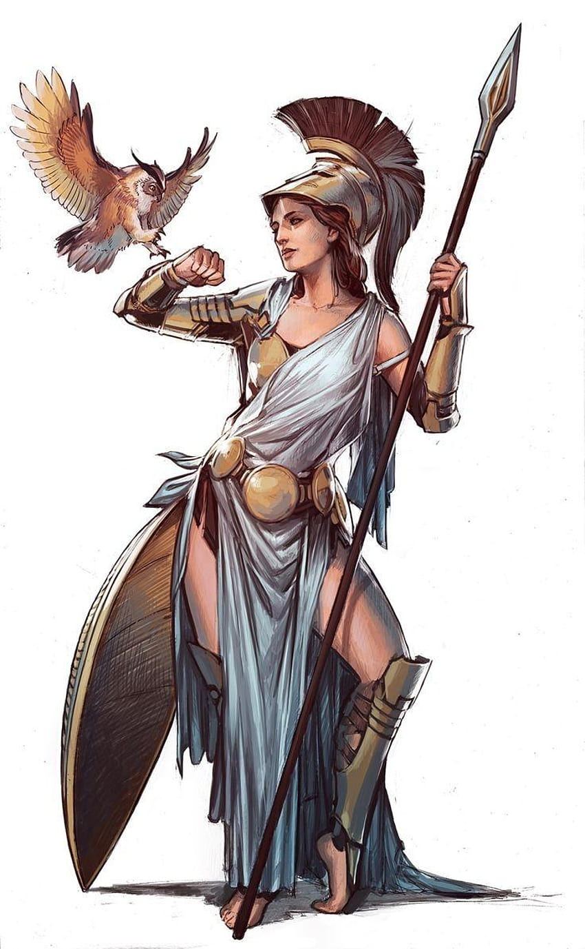 Athena war die Göttin der Weisheit, der Gerechtigkeit, des Krieges, der Fähigkeiten, der Kunst und der griechischen Göttin Athena HD-Handy-Hintergrundbild