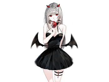 Anime girl barefoot black hair flying long hair red eyes seifuku sky smile  tie tree wings wallpaper, 1754x1240, 851135