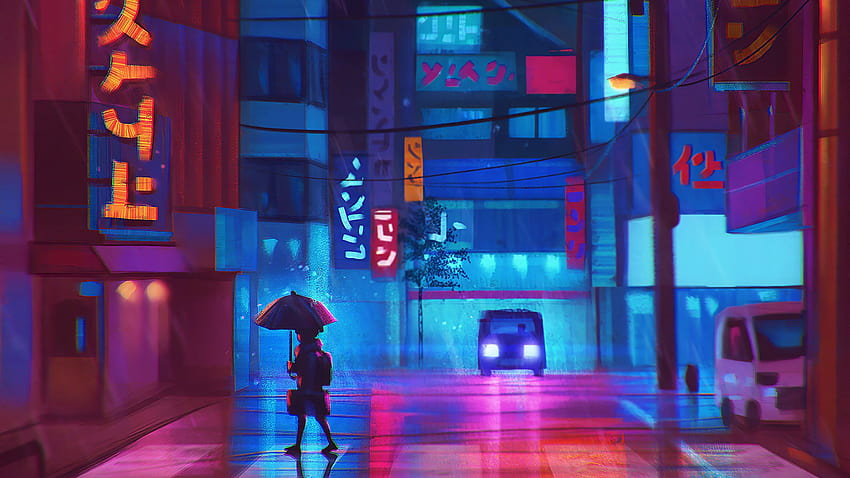 Anime, Landscape, Neon, Colorful • For You, colorful anime pc HD wallpaper