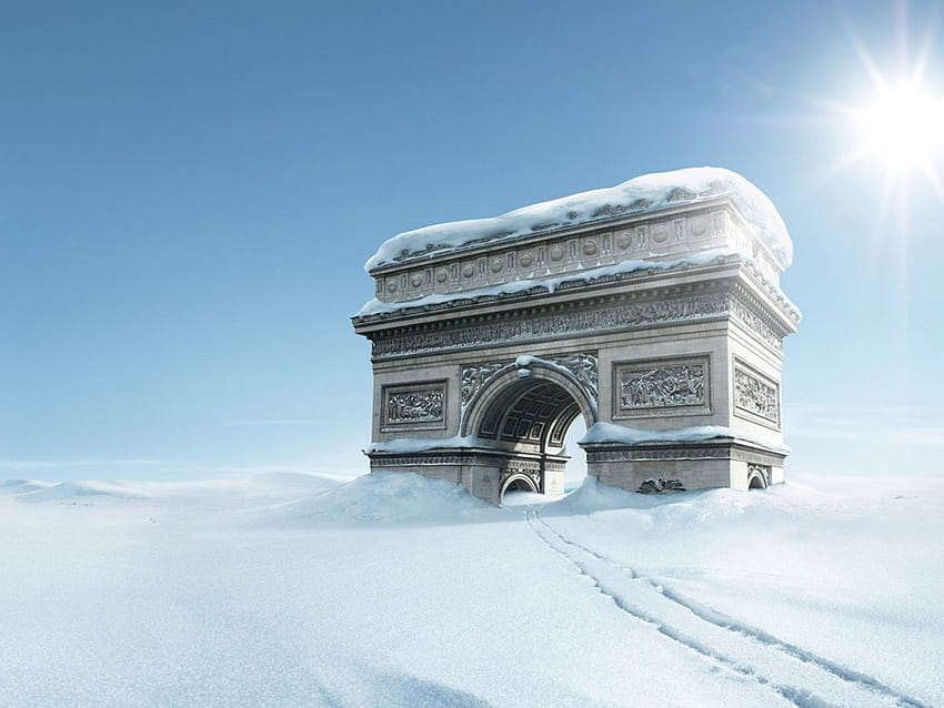 Arc De Triomphe ในฤดูหนาวของปารีส วอลล์เปเปอร์ HD