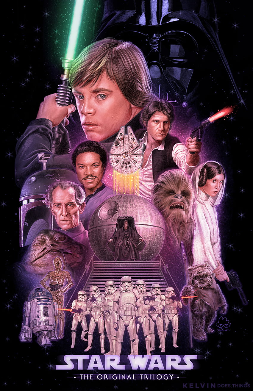 Star Wars: The Original Trilogy by kelvin8, 스타워즈 오리지널 3부작 캐릭터 HD 전화 배경 화면