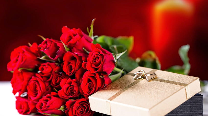 Flowers Love Gift Roses ~ Fiori pieni Larghi, rose per l'anniversario Sfondo HD