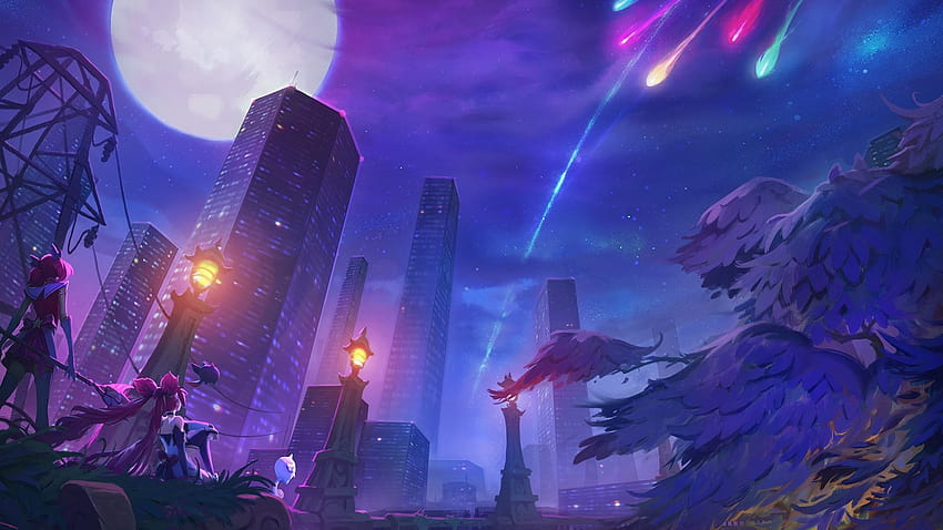 twórca: Building Star Guardian: Invasion – League of Legends, anime edge of tower rooftop Tapeta HD