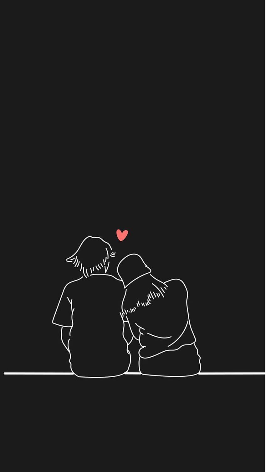Love couple minim ilustrasi oleh Piyusraws 2022, kekasih hitam putih 2022 wallpaper ponsel HD