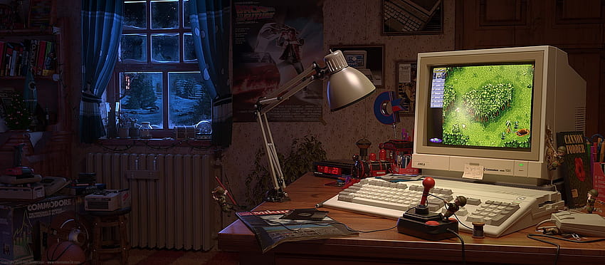 Gray CRT Computer Monitor, Amiga, Retro Games , Window, Joystick • For You, retro gaming pc HD wallpaper