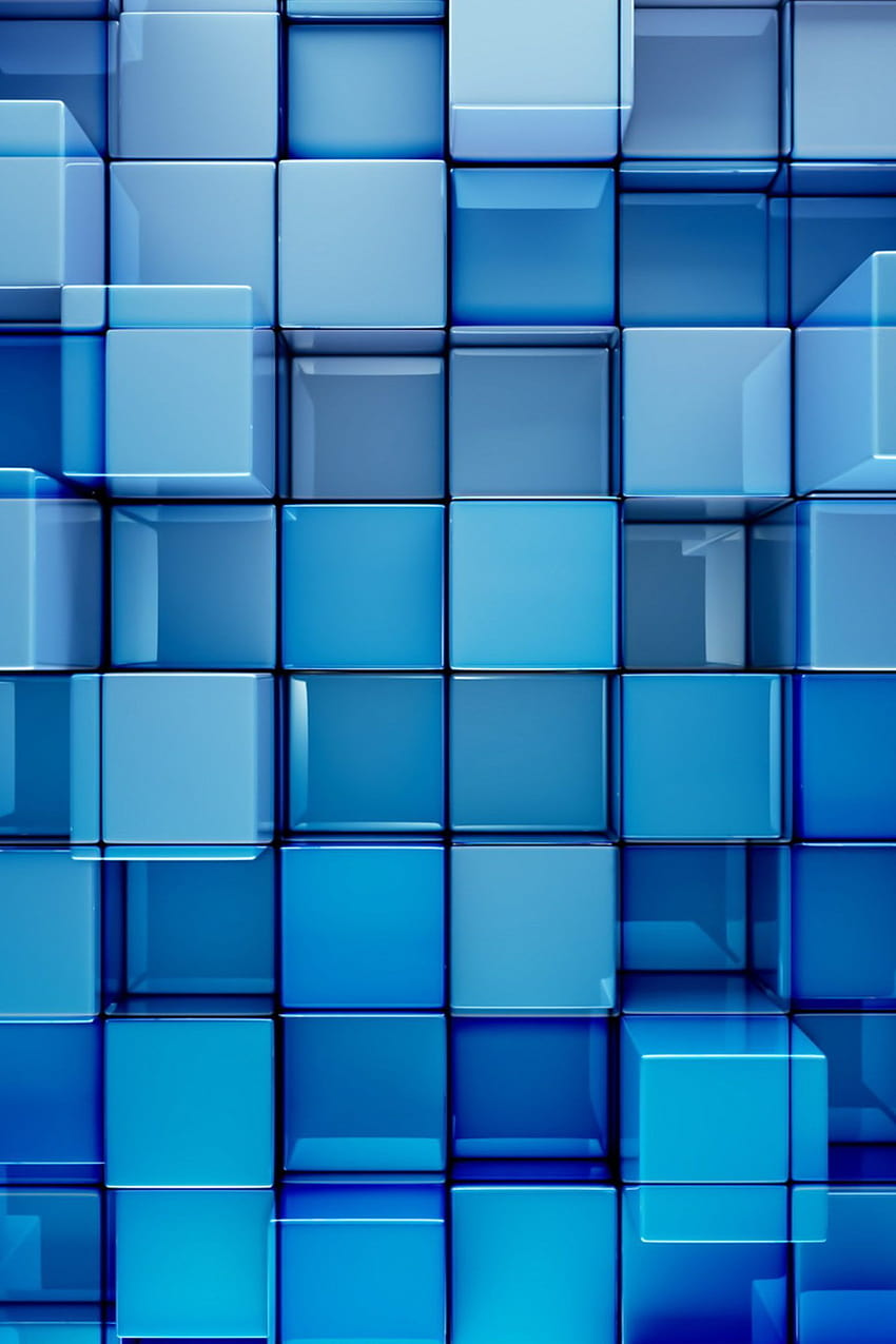 3D Cubes Abstract Pattern Blue, blue mobile HD phone wallpaper