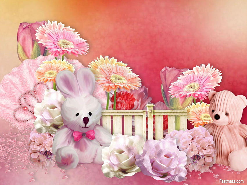 Teddy Bear Pink, sevimli pembe ayıcık için HD duvar kağıdı
