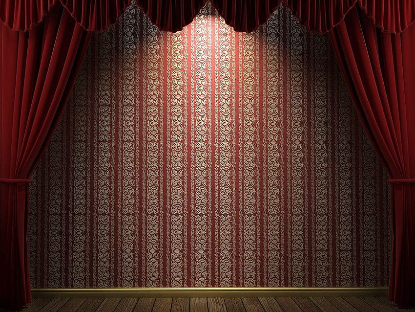 Red Velvet Theatre Tirai Latar Belakang Untuk PowerPoint, latar belakang tirai Wallpaper HD