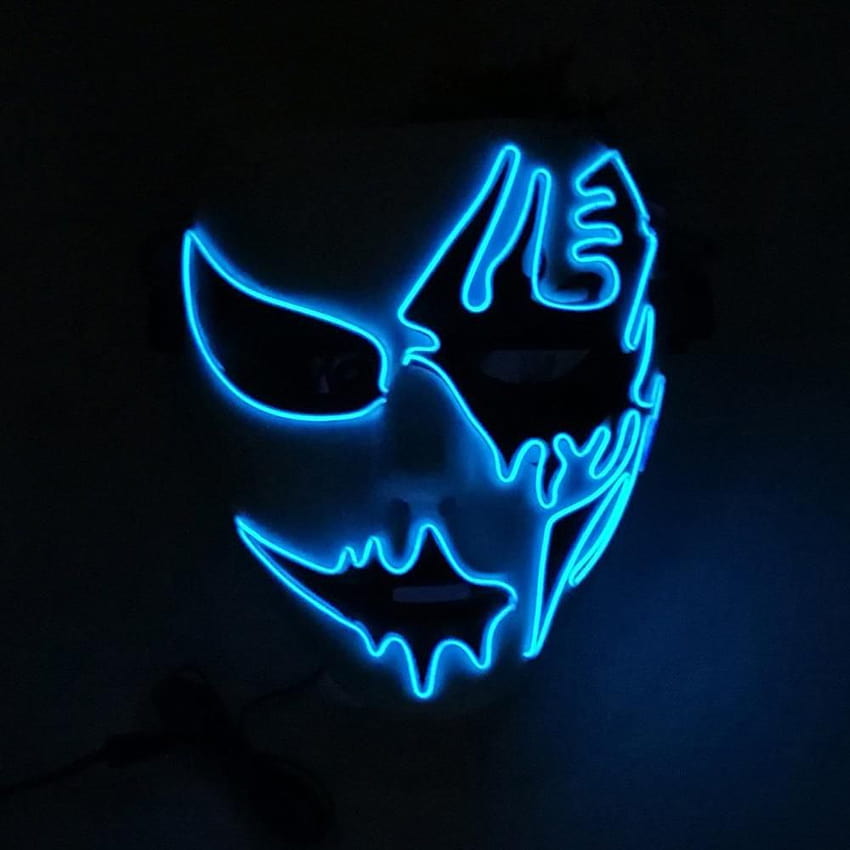 Blue LED Two Face LED Mask, halloween led light up mask HD phone wallpaper